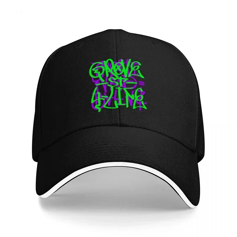 New GNOVA IS 4ZING Neon Graffiti Streetwear Baseball Cap Black With Vibrant Green And Purple Design Urban Fashion Statement Hat