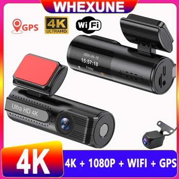 4K 3840*2160P Dash Cam Mini WIFI GPS Car DVR Camera Dual Len Video Drive Recorder Dashcam Registrar Black Box 24-hour Monitoring