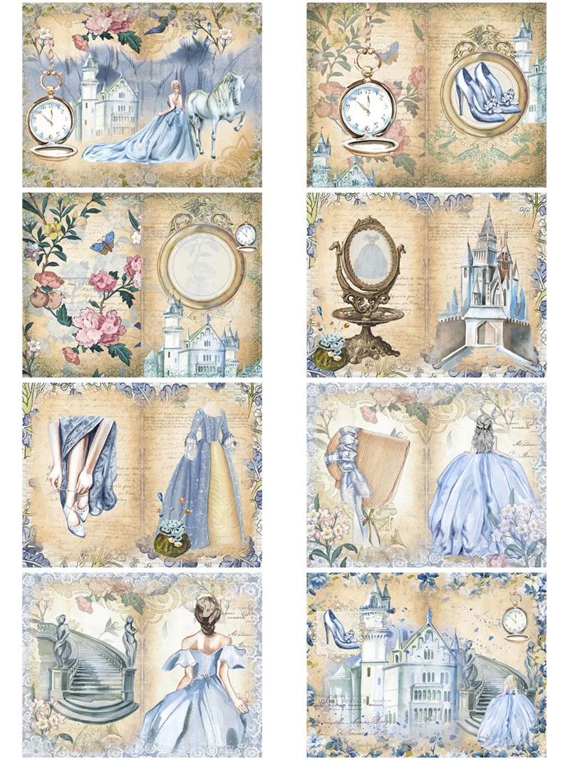 8Pcs/Pack Vintage Princess Shoes DIY Craft Scrapbooking Album Junk Journal Decorative Stickers