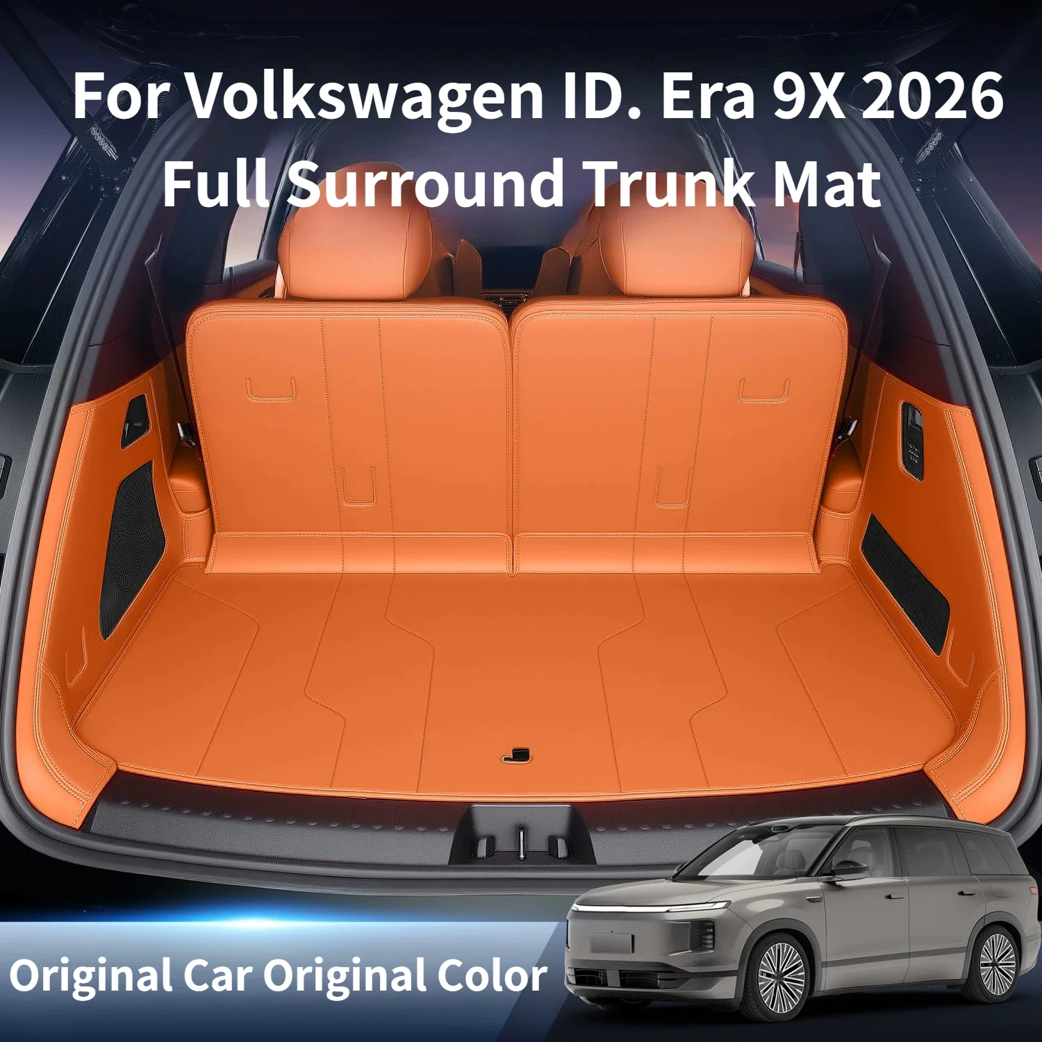 

For Volkswagen ID. Era 9X 2026 Full Surround Trunk Mat Leather Non-Slip Wear-Resistant Trunk Mat Modification Accessories