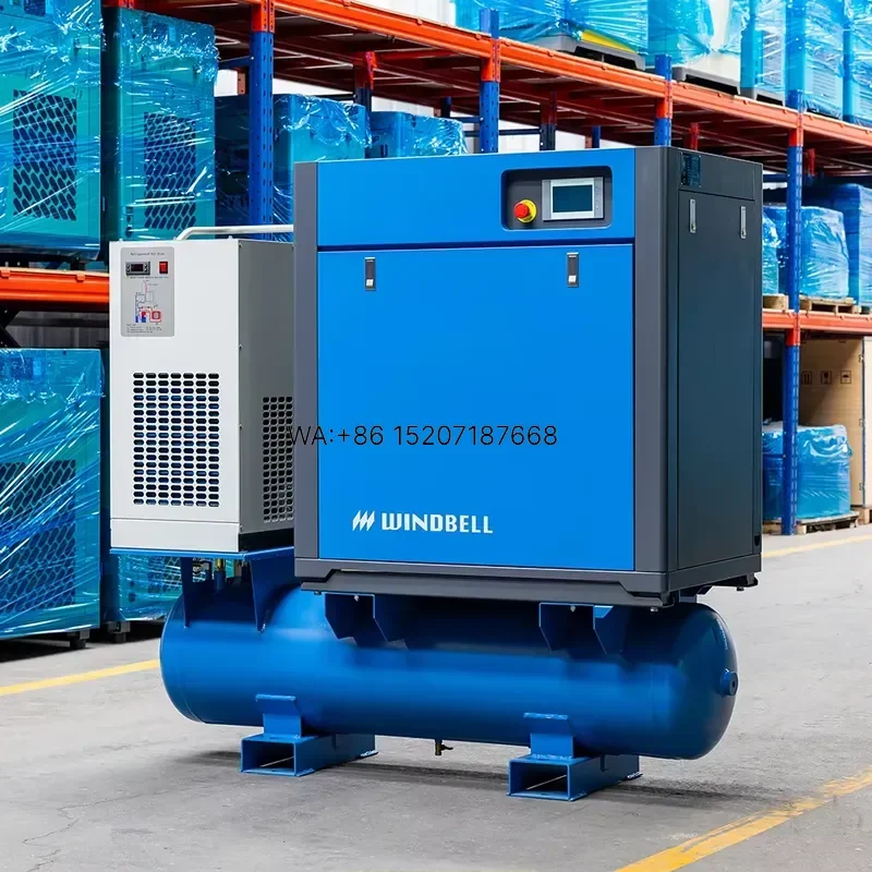 Wmwmnu for Four in One Fixed Speed 7.5KW 10HP All in One Screw Air Compressor with Air Dryer 380V Tank 200L
