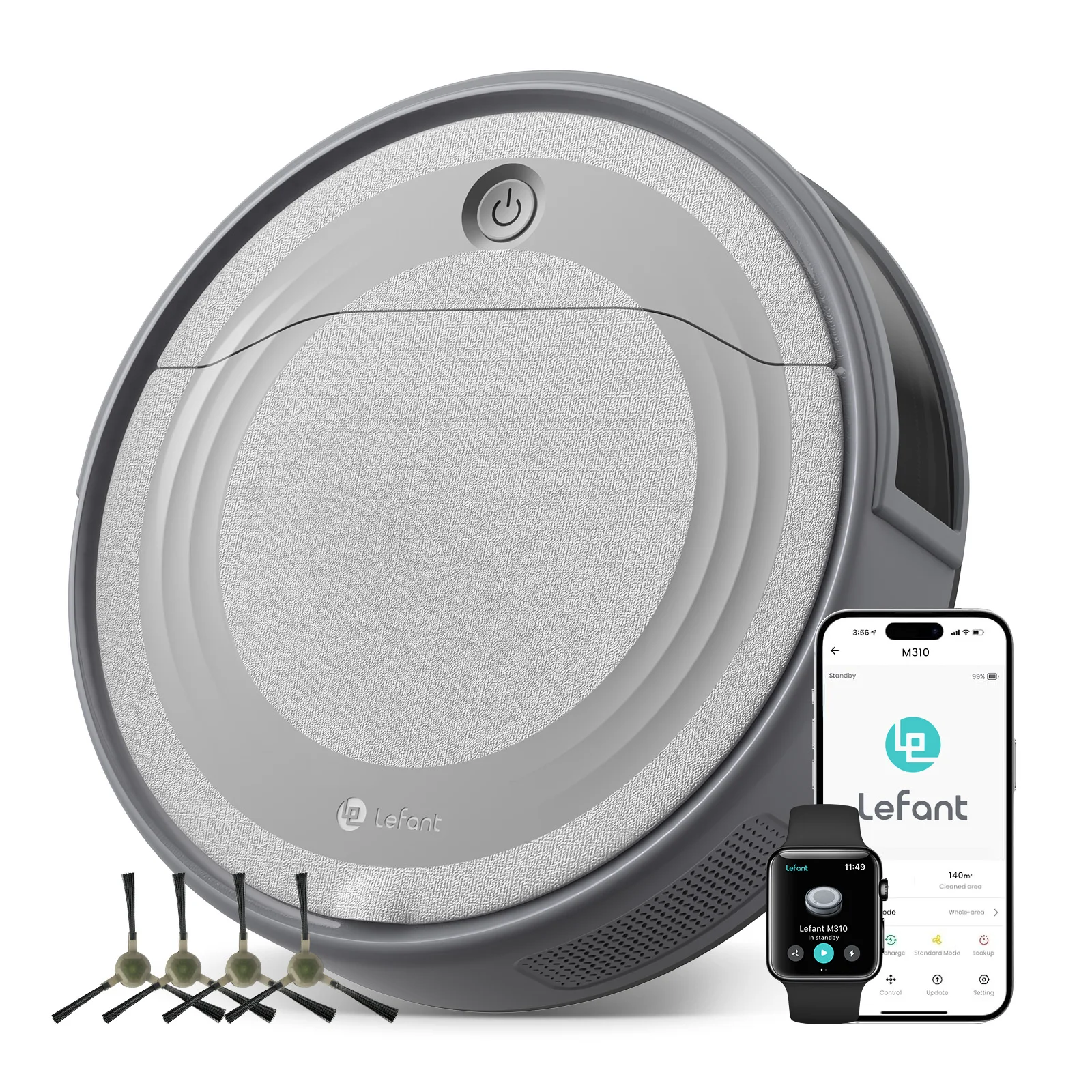 Lefant M310 Robot Vacuum Cleaner– 4500Pa Suction, Ultra-Slim & Quiet, PreciSense Obstacle Avoidance, WiFi/App/Voice Control, 160-Min Runtime, Self-Charging – Ideal for Pet Hair & Hard Floors (Gray)