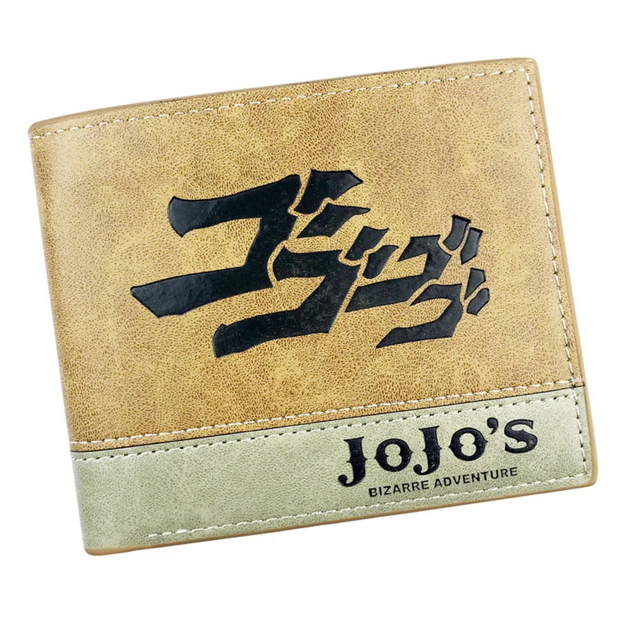 Anime JoJo Bizarre Adventure atak na Titan portfel Khaki portmonetka ze skóry PU Cartoon krótka torebka karty pakiet torby etui