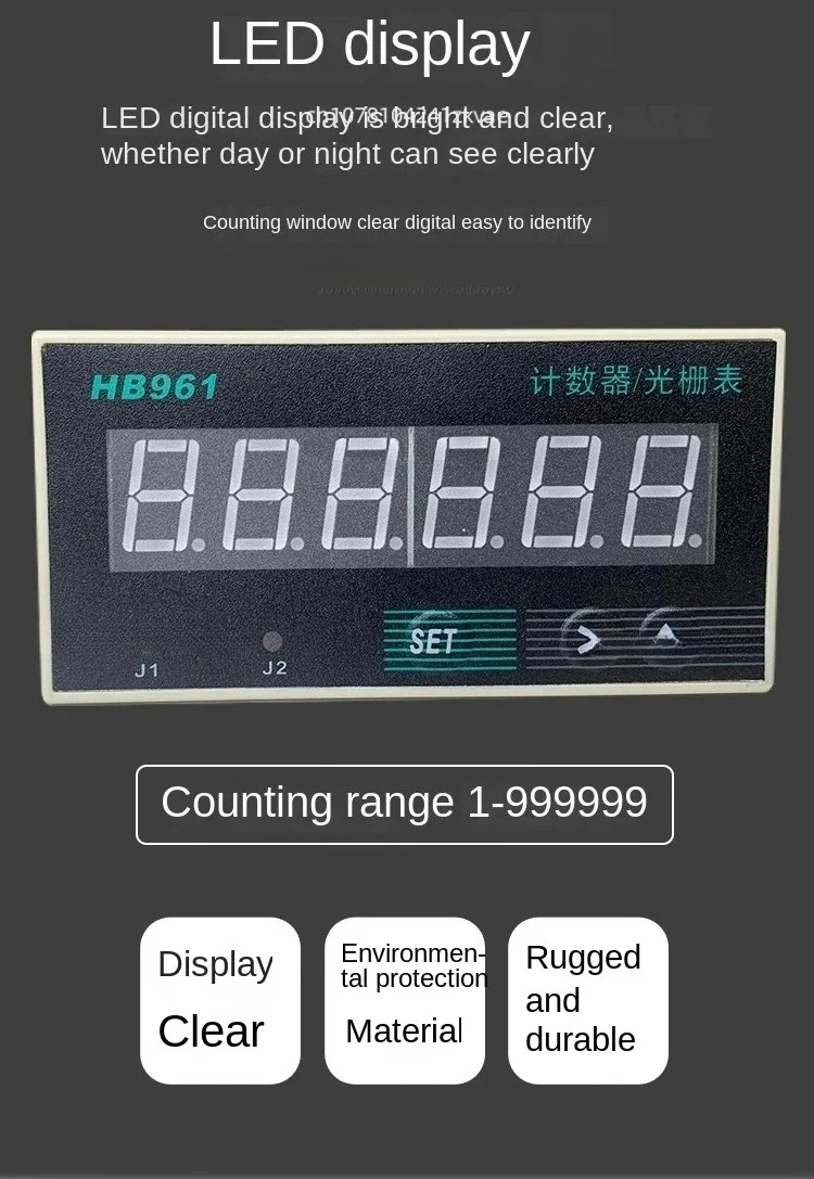 HB961 Electronic 6-digit Digital Display Intelligent Reversible Counter Meter Raster Table 2 Group Output and HP961