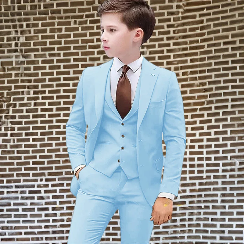 Beige Suit for Boys Wedding Tuxedo Three-Piece Suit Formal Business Jacket Vest Pants Kids Slim Fit Blazer Festival Tailored