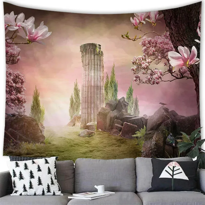 VIKAMA Fantasy Forest Bedroom And Living Room Background Fabric Dreamy And Childlike Wall Decoration Hanging Fabric, Home Decor