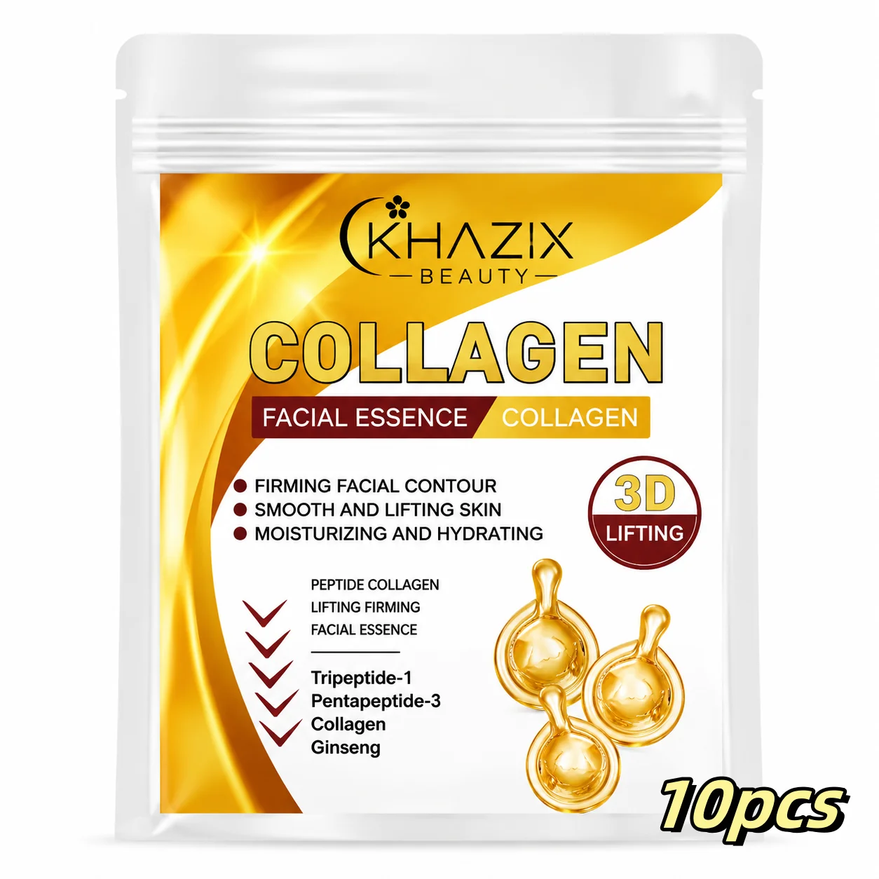 (0.34Gx10 Capsules)/BagPolypeptide Collagen Essence Capsules, Moisturizing and Firming Essence, Smooths Skin, Contains Squalane,