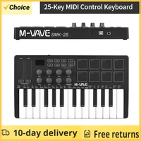 M-VAVE-teclado MIDI de 25 teclas, dispositivo portátil con USB, sensible a la velocidad, 8 almohadillas retroiluminadas RGB, 8 perillas