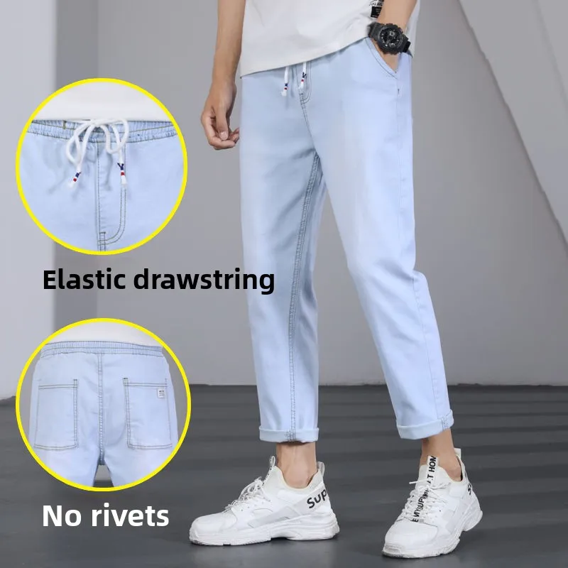 

Весенне-осенние мужские свободные повседневные джинсы с прямыми штанинами, студенческие универсальные длинные брюки, модные синие джинсовые брюки в стиле Харадзюку