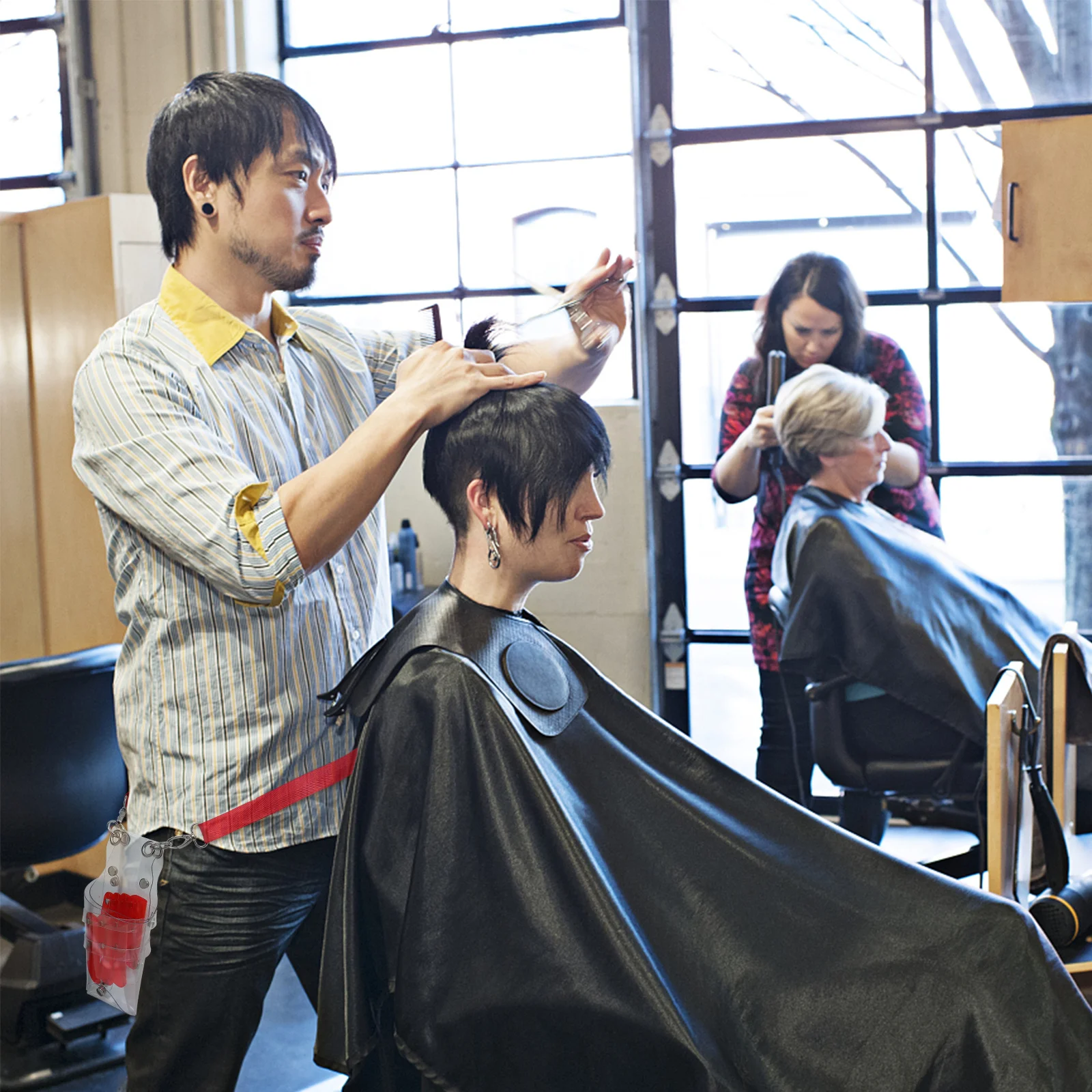 

Сумка для парикмахерских ножниц, прозрачная поясная сумка из ПВХ для парикмахерских, прочный держатель для ножниц, чехол для инструментов для парикмахера