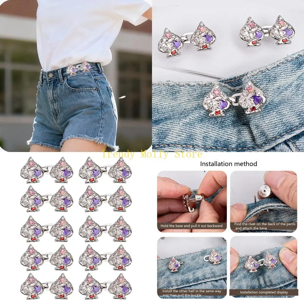 

N5KB Регулируемая затягивающаяся пуговица на талии для женщин, юбка, брюки, джинсы, затягивающая поясная застежка, металлическая