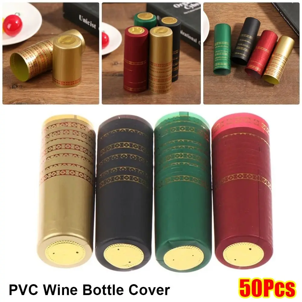 50Pcs Heat Shrink PVC Wine Bottle Cover Home Bar Supplies Airtight Shrinking Film Heating Shrinkable Caps Bottle Cap PVC