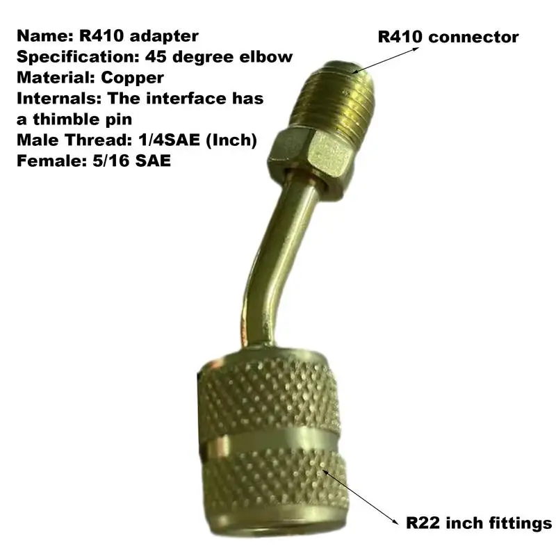 Extended Brass Adapter For Mini Split Refrigeration Service Adapter Wear-Resistant Converter for R410A Charging Vacuum Port