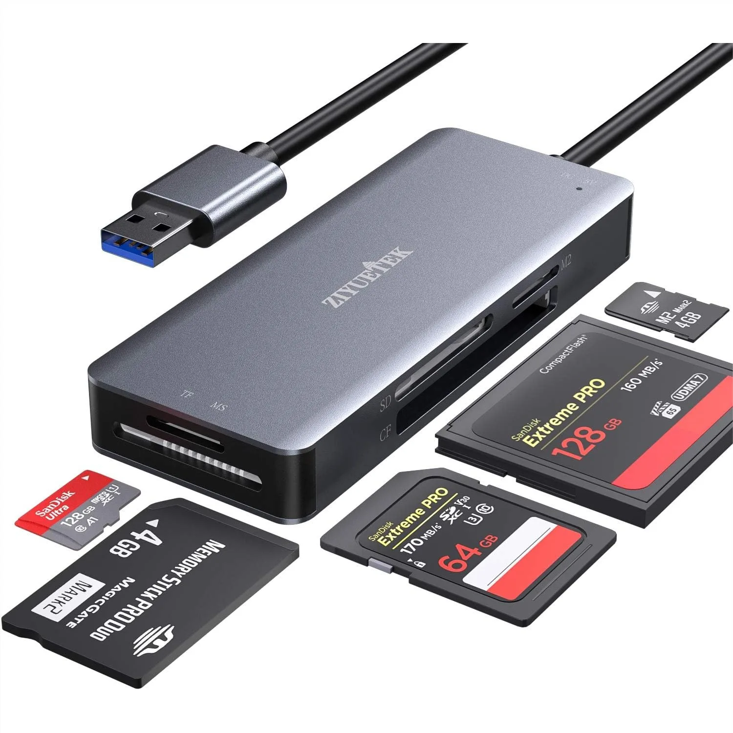 

USB 3.0 CF Card Reader 5Gbps, 5-in-1 Memory Card Adapter for SDXC/SDHC/SD/Micro SD/MS/CF and UHS-I Cards