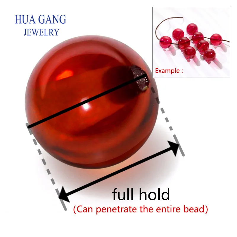 Synthetic gems Corundum 5# Round ball Ruby Perforated bead  Red for Jewelry Making view 6