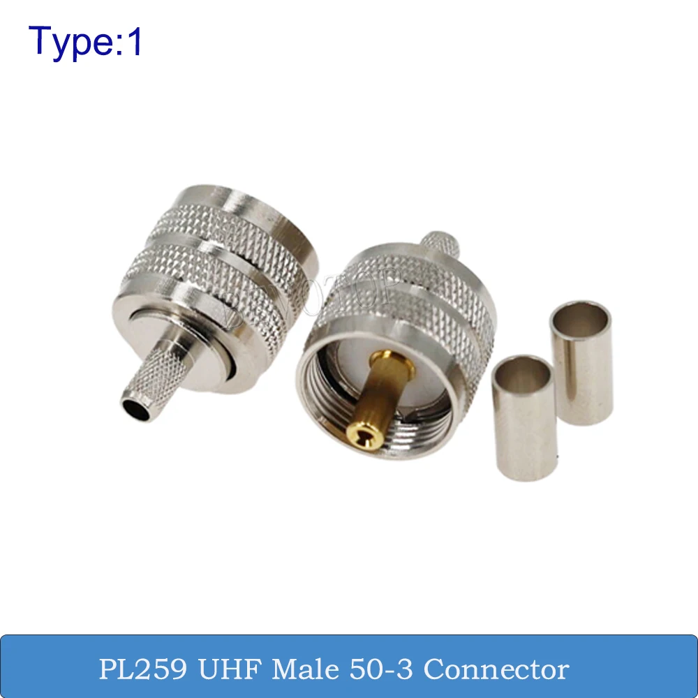 10Pcs/Lot UHF PL259 Male UHF SO239 Female 50-3 UHF RF Coax Connector Crimp for RG58 RG142 RG223 RG400 LMR195 LMR200 Cable