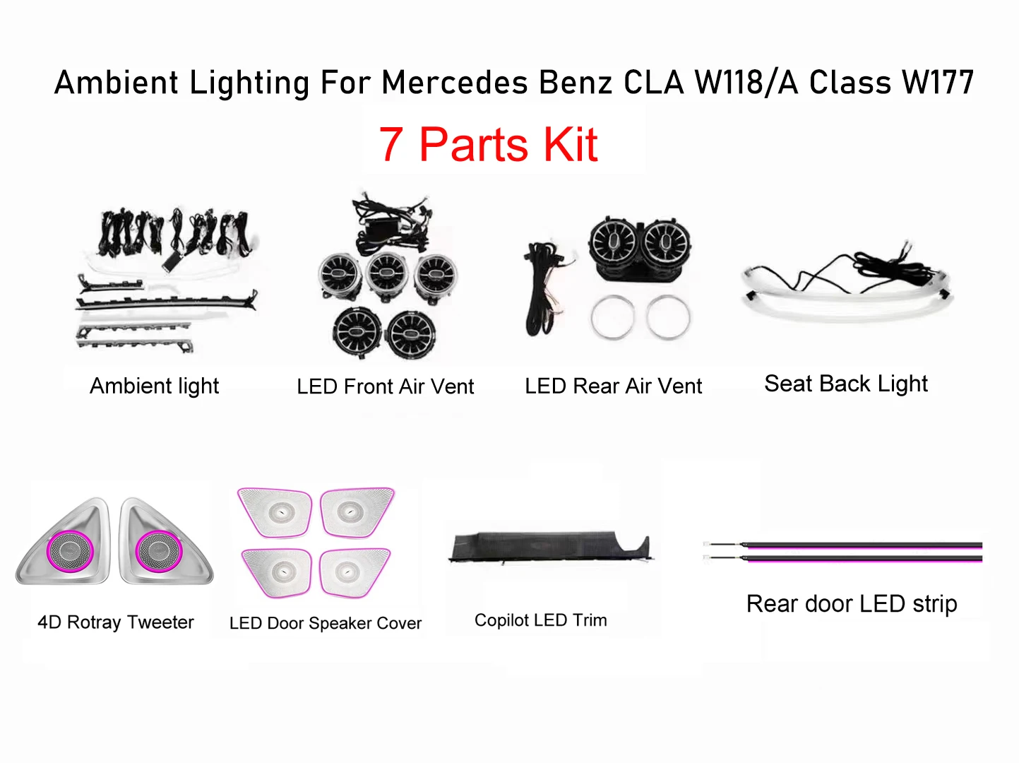 W177 RHD الضوء المحيط لمرسيدس بنز فئة 2019 -2025 محرك اليد اليمنى ملحقات ترقية LED الداخلية #3