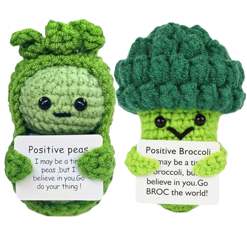 

Positive Energy Handmade Crochet Vegetables Funny Dolls with Hugging Card Creative Festivals Gifts Desktop Ornament Home Decor