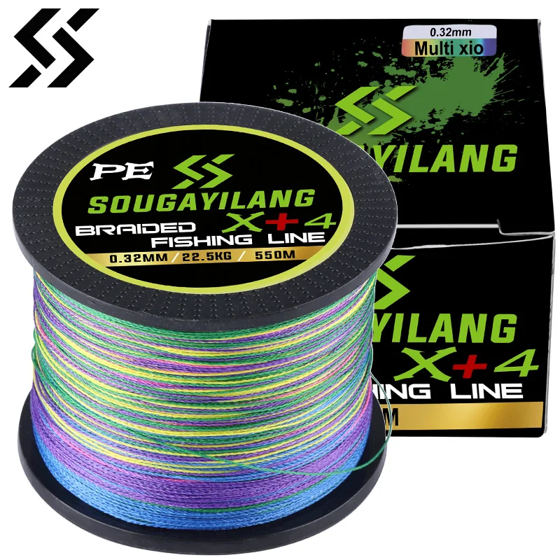 Sougayilang 4+X Strands Fishing Line 550M 350M 150M Multifilament PE Braided Fishing Line 13.2-58.4LB Saltwater Freshwater Fishi