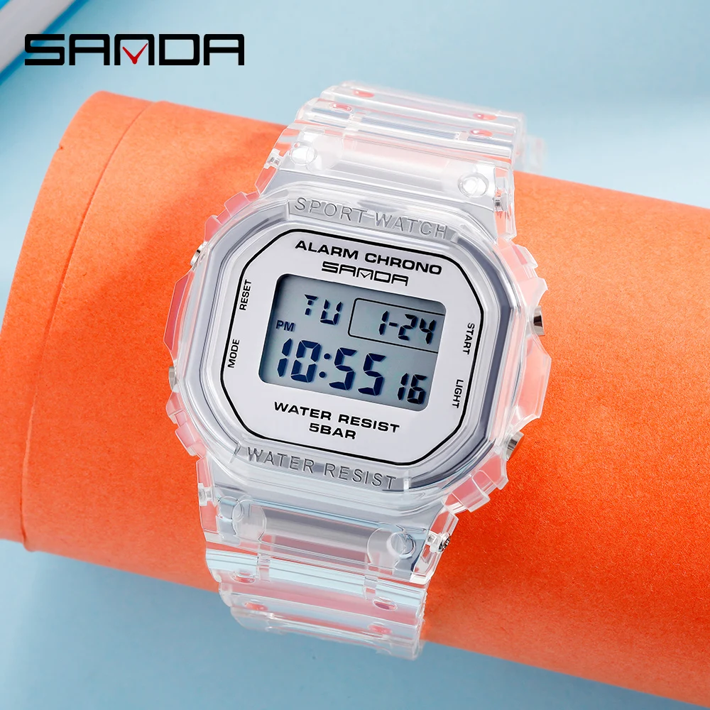 Sanda Fashion Top Brand Sport Watch Women Transparent Strap Led Digital Clock Ladies Electronic Reloj Mujer Relogio Feminino