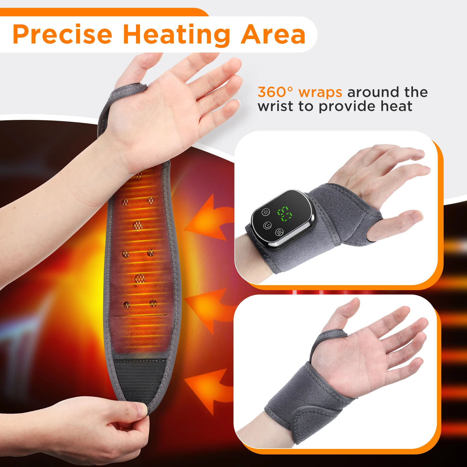 

US UK RU Stock Electric Heating Wrist Guard 5 Levels Heating 3 Levels Vibration Massage Hot Compress Wrist Brace Protector Wrap