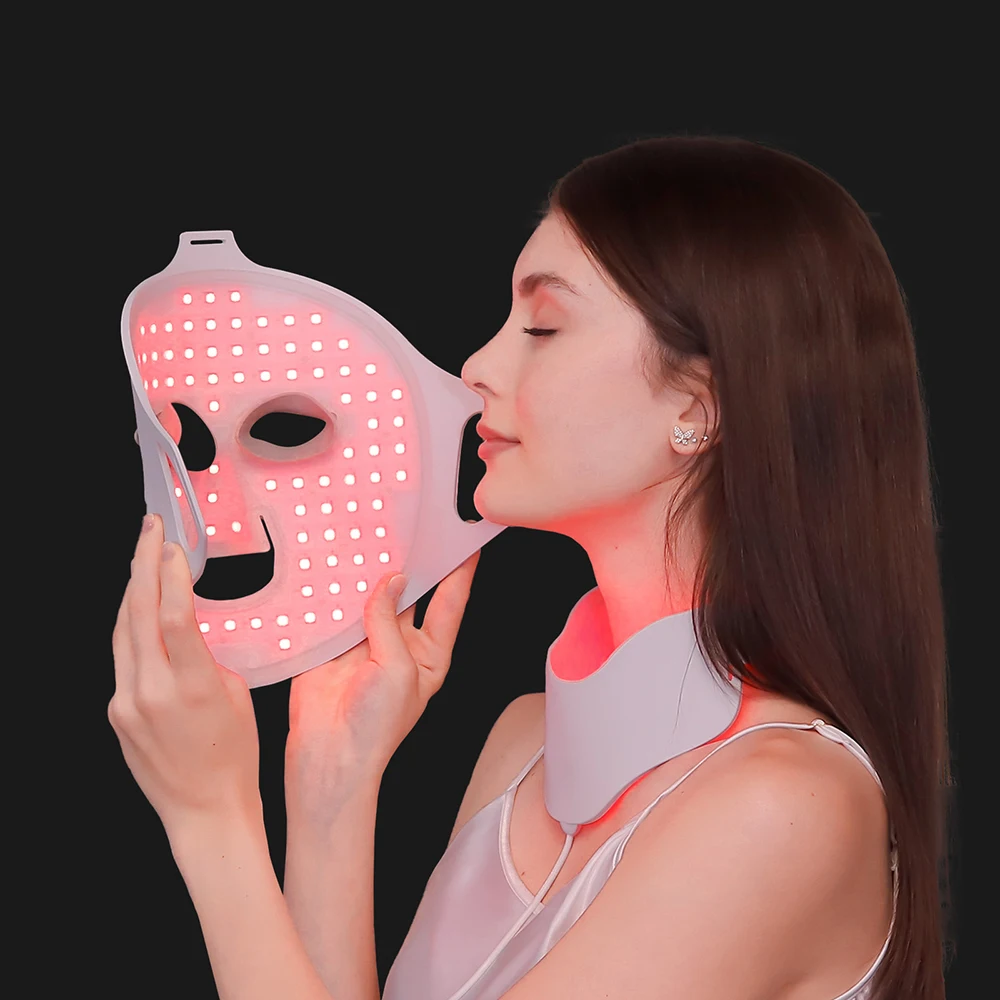 Máscara Facial LED de Silicona, 7 Colores, Fototerapia, Cuidado Facial y del Cuello, Blanqueamiento de la Piel, Rejuvenecimiento de la Piel, Máscara Facial LED