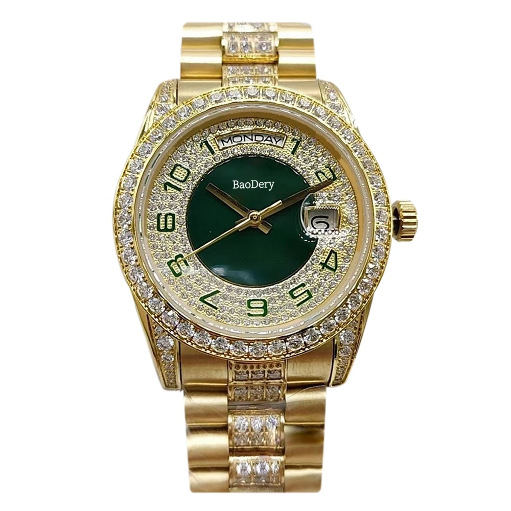 36mm mechanical watch, women's watch, fashionable diamond face automatic date, Chinese font, is the best gift for women