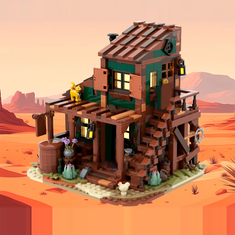 Medieval Castle Model MOC Building Bricks Retro Old West House Modular Technology Gifts Holiday Assemble Children Toys Suit