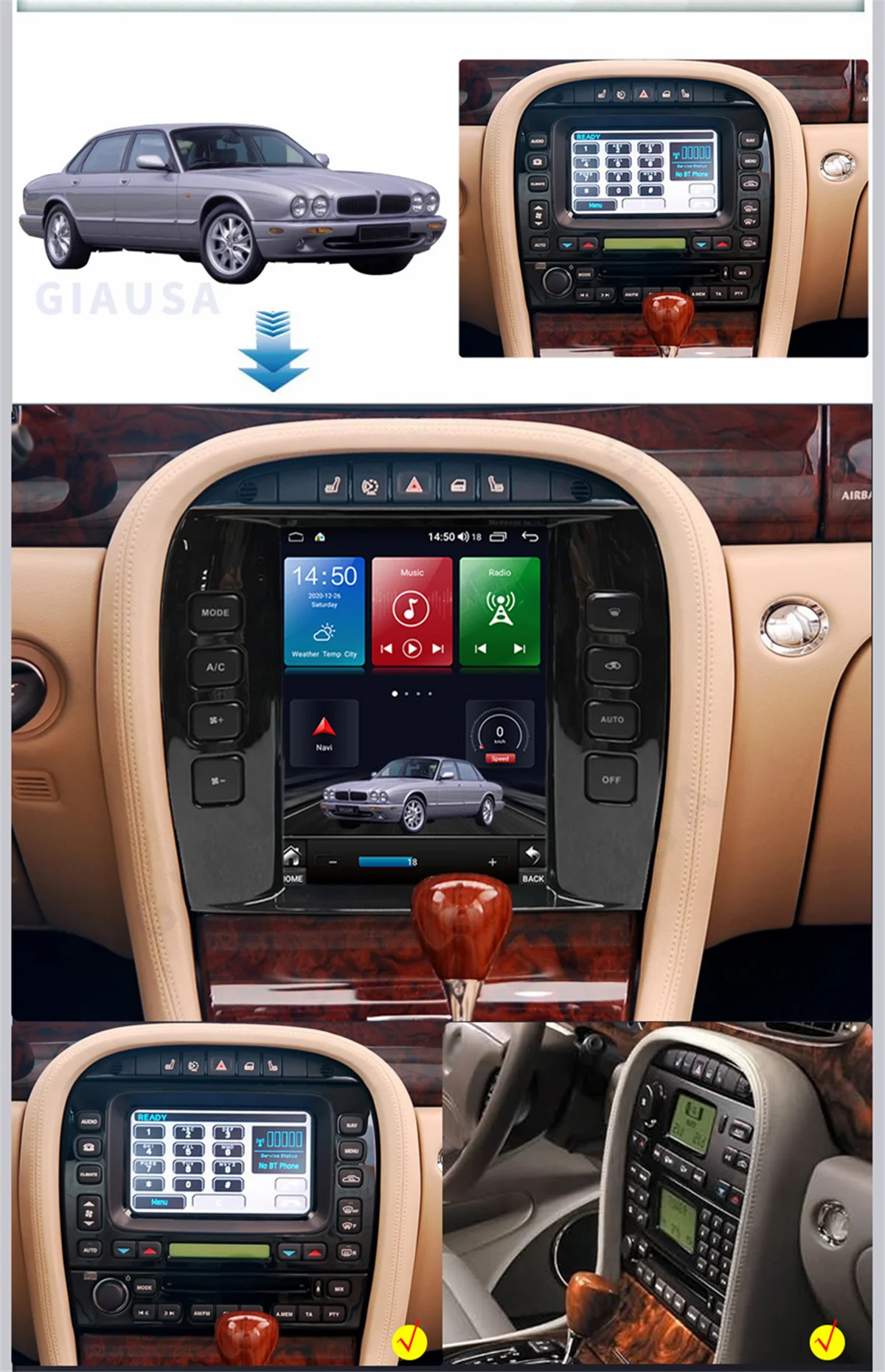 Android 13 Car Multimedia Player for Jaguar XJ XJ350 2004 -2008 GPS Auto Wireless Navigation Radio Stereo Touch Carplay