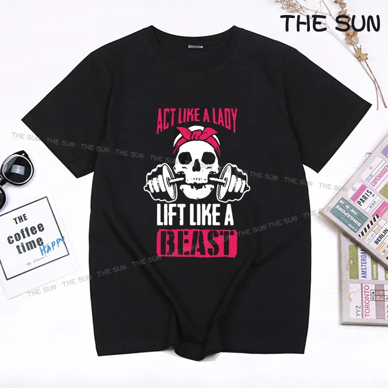 

Act Like A Lady Life Like A Beast Printing Shirt Street Fashion Short Sleeve Clothing Streetwear Men's Hip Hop Cotton