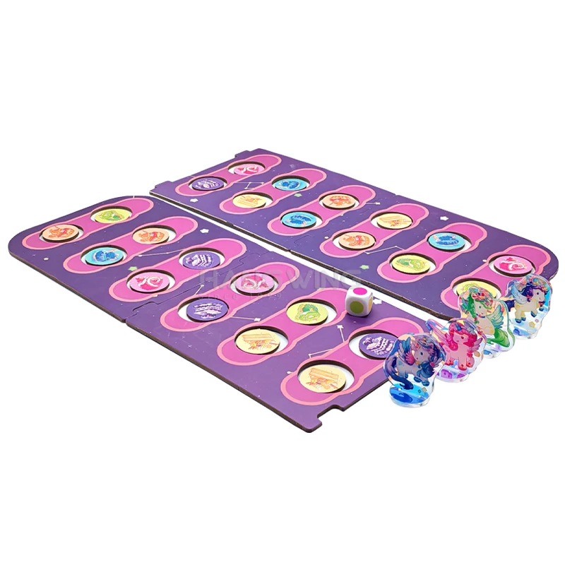 Magical Dessert Feast Board Game with Cute Unicorn Pawns Memory Flip Cards Parent-Child Party Desktop Puzzle Game Race