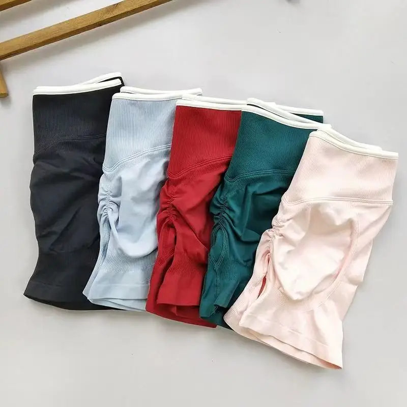 Women's High-Waisted Color Block Yoga Shorts Tight-Fitting Breathable Running Fitness Active Wear Shorts