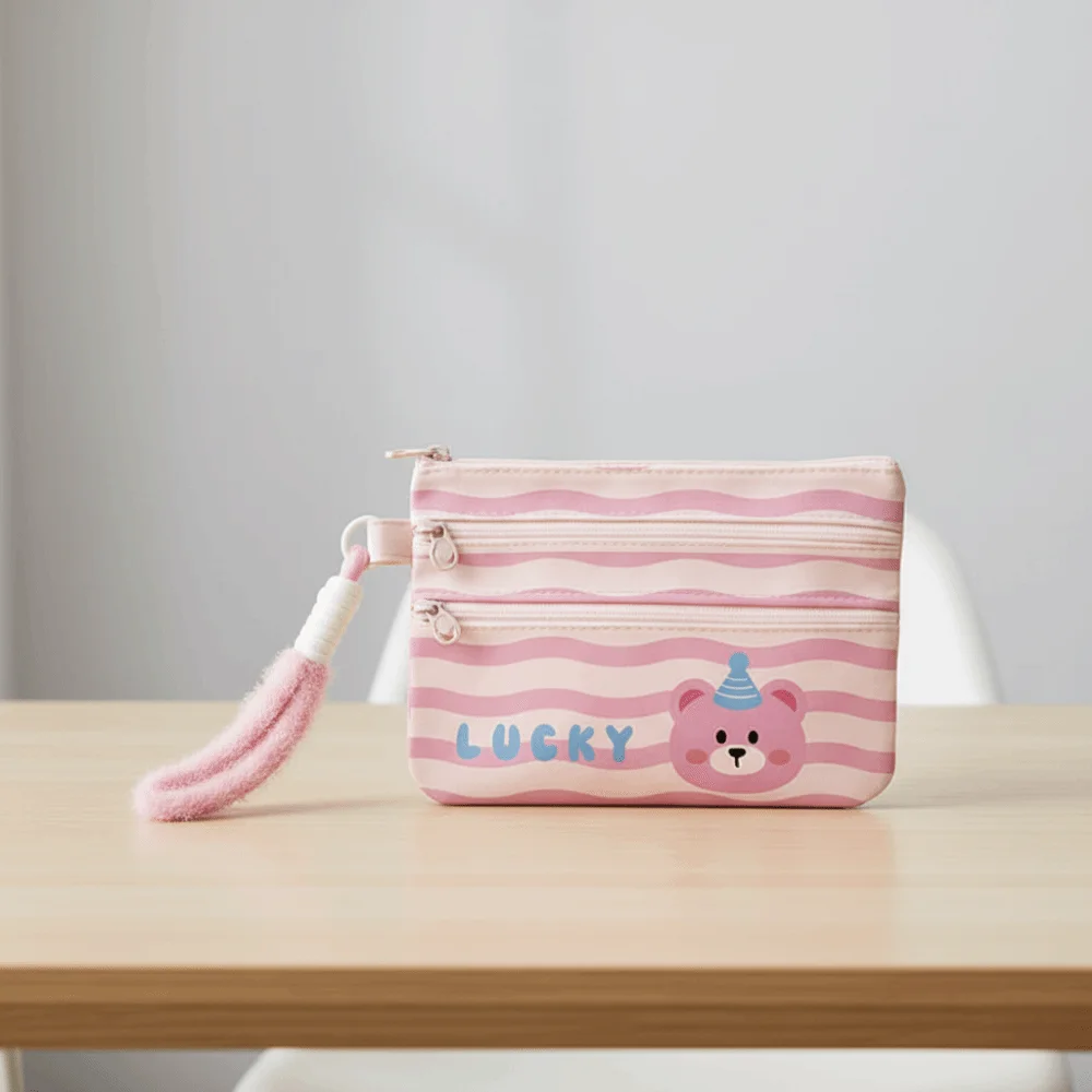 Lightweight Cartoon Passport Holder Slim Zipper Cute ID Card Holder Portable Large Capacity Storage Bag Family Storage Tools
