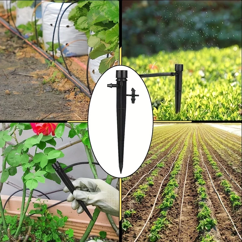 6Pcs Adjustable Flow 0-18 GPH Drip Irrigation Emitters 8 Holes Irrigation Drippers with Stake 360 Degree Irrigation Sprinkler