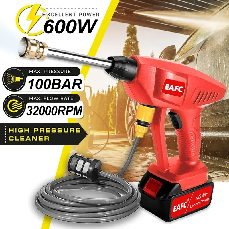 12Pcs 100 bar Electric Cordless High Pressure Cleaner Washer Water Gun Wash Portable Rechargeable Battery Cleaning Machine