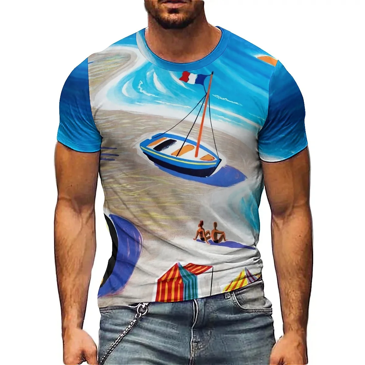 

Men's 3D Printed Short-sleeved Gym T-shirts, Soft and Comfortable Fabric, Men's and Women's Printed Short-sleeved 3D T-shirts