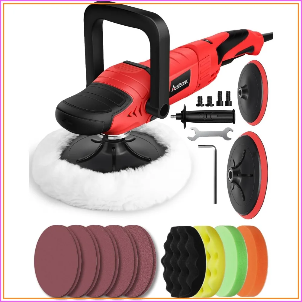

6-Speed Car Buffer Polisher 1200W, 1000-3500 RPM Rotary Waxer Kit with 6" & 7" Backing Plates for Detailing & Polishing