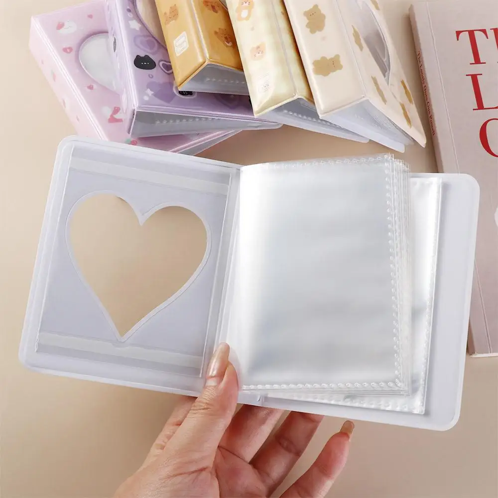 لطيف الكرتون الدب ألبوم صور Ins مقاوم للماء جوفاء صورة حقيبة للتخزين البلاستيك المضادة للخدش الحب القلب ألبوم صور حماية