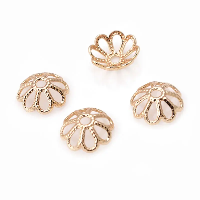 7MM 8MM 12MM 14MM 18K Gold Color Silver Color Rose Gold Color Brass Flower Beads Caps Jewelry Making Diy Findings Accessories