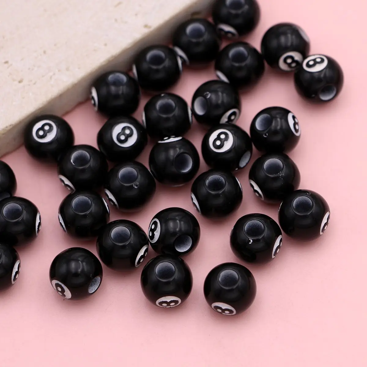 30pcs Billiard Design Beads Black Loose Beads for Jewelry Making DIY Handmade Bracelet Earrings Key Chain Accessories - AliExpress 36
