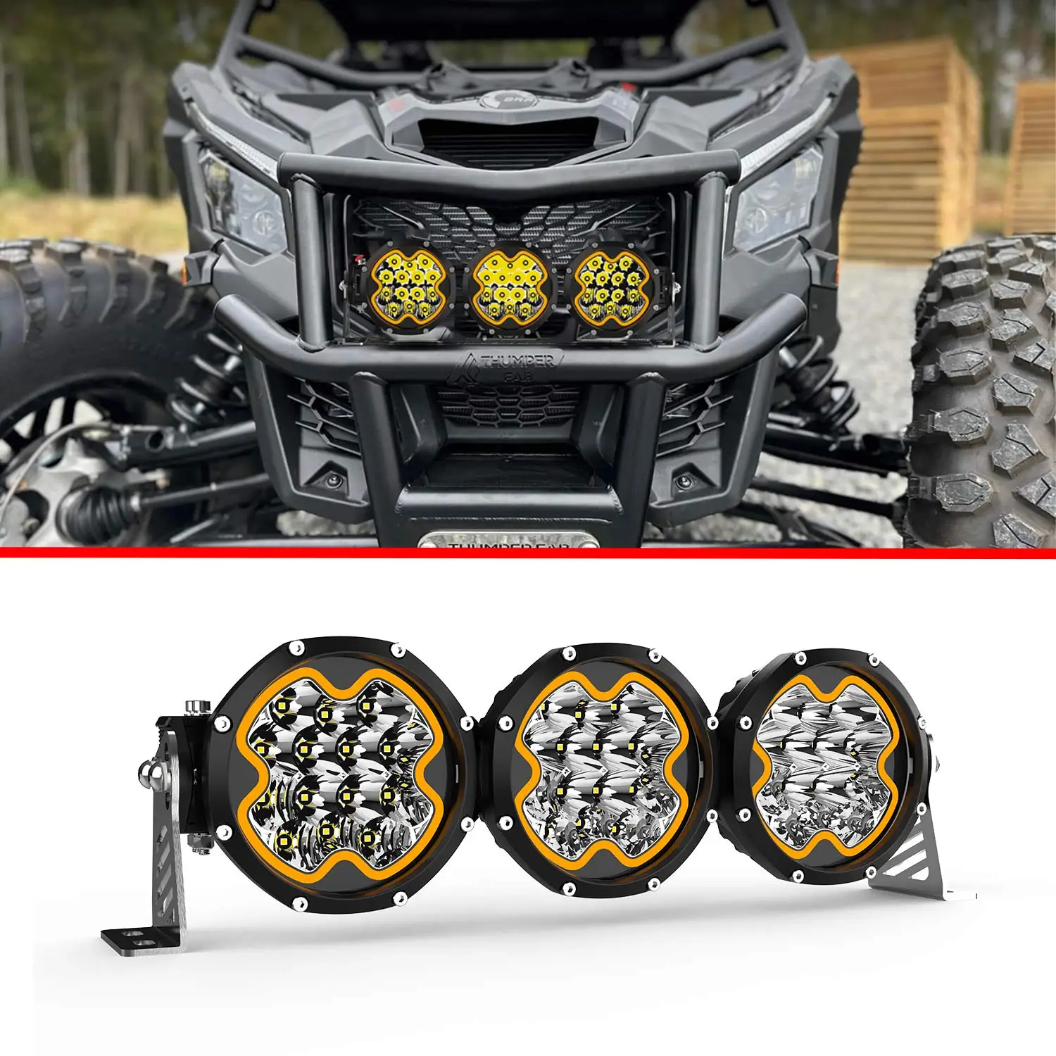 

YBYZ 17” 110w Led Work Light Bar 4x4 Off Road Pods light Spot Combo Beam fog light with amber DRL Driving Lights for utv atv
