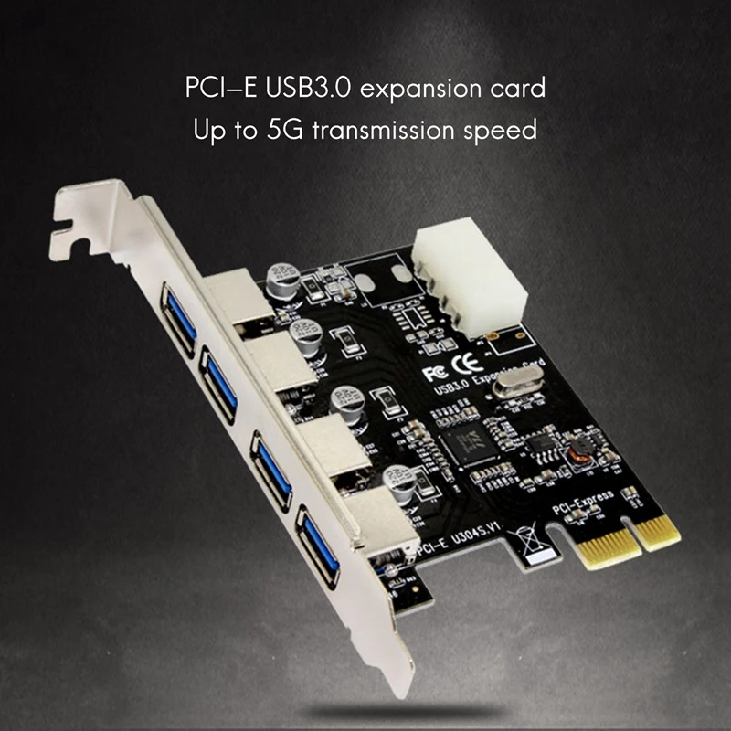 1 Set Adattatore per scheda di espansione PCI Express HUB professionale da 4 porte PCI-E a USB 3.0 Velocità 5 Gbps per desktop