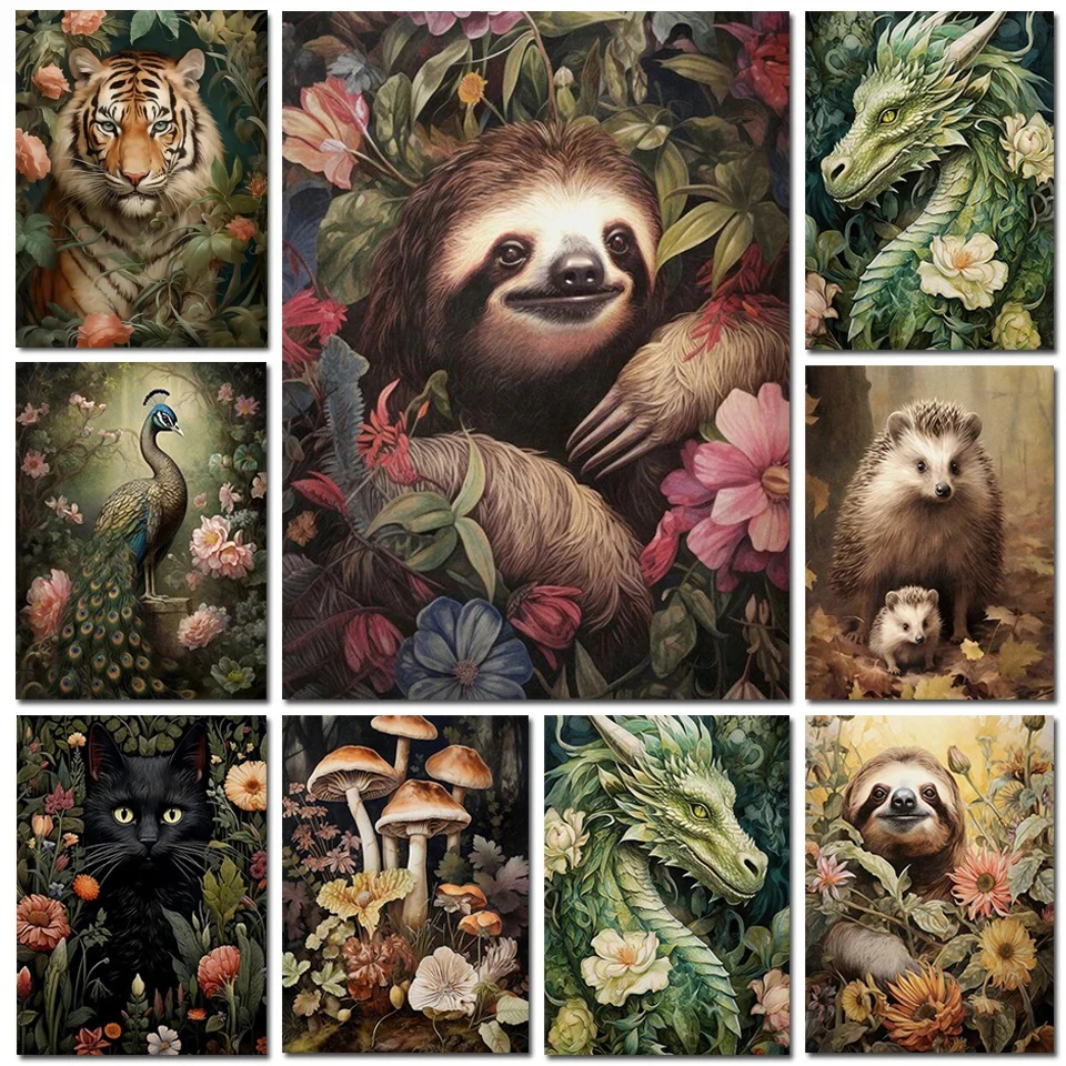 Sloth With Sunflowers DIY Diamond Painting Aniaml Jungle Flower Full Drill 5D Full Diamond Mosaic Art DIY Cross Stitch Kit Y1284