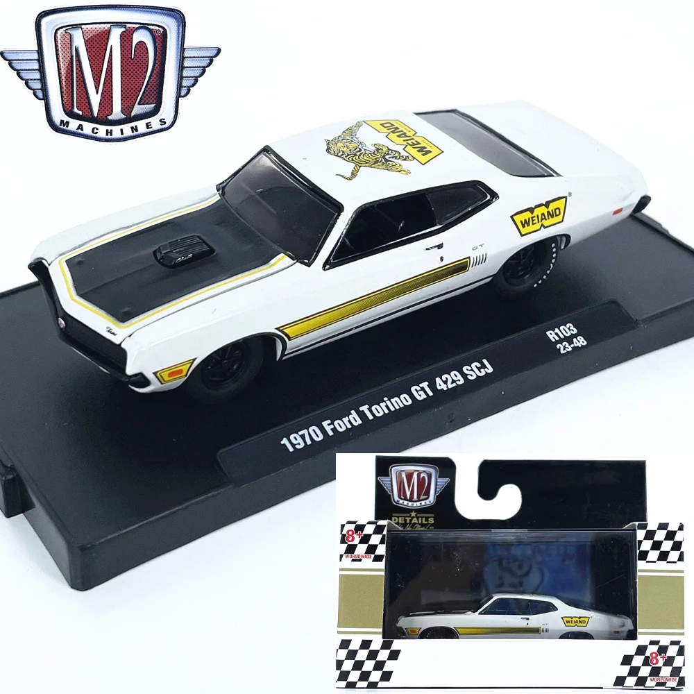 

Литой под давлением M2 масштаб 1:64 Ford Torino GT, имитация сплава 2024, модель автомобиля, Коллекционная игрушка, подарок, сувенир, украшение для дисплея