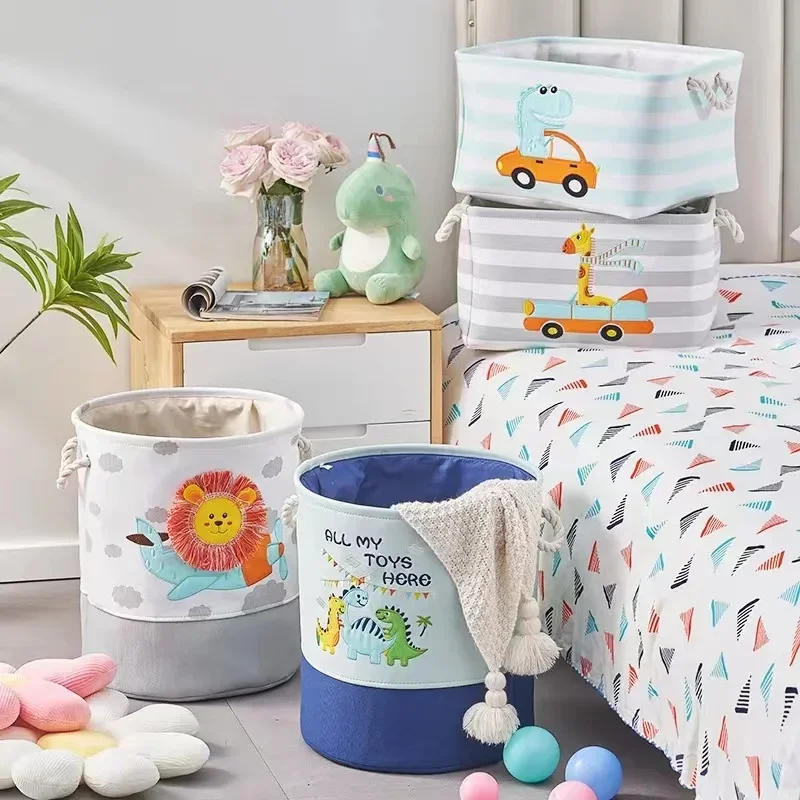 NEW Baby Laundry Basket Cute Dinosaur Foldable Toy Storage Bucket Picnic Dirty Clothes Basket Box Canva Organizer Cartoon Animal