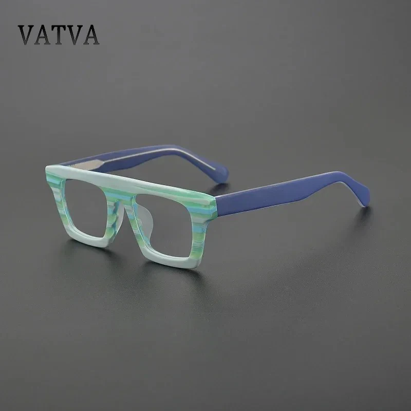 

Desinger Style Vintage Acetate Rectangle Glasses Frames Handmade Eyeglasses Frame Fashion Colorful Eyewear Customizable Lenses