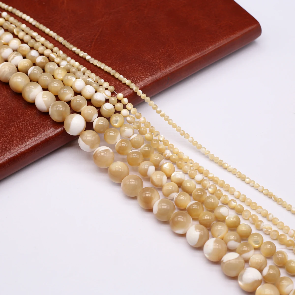 2/4/6/8mm Natural Shell Beads Light Gray Round Mother of Pearl Shell Spacer Bead for Making DIY Necklace Bracelet Jewelry