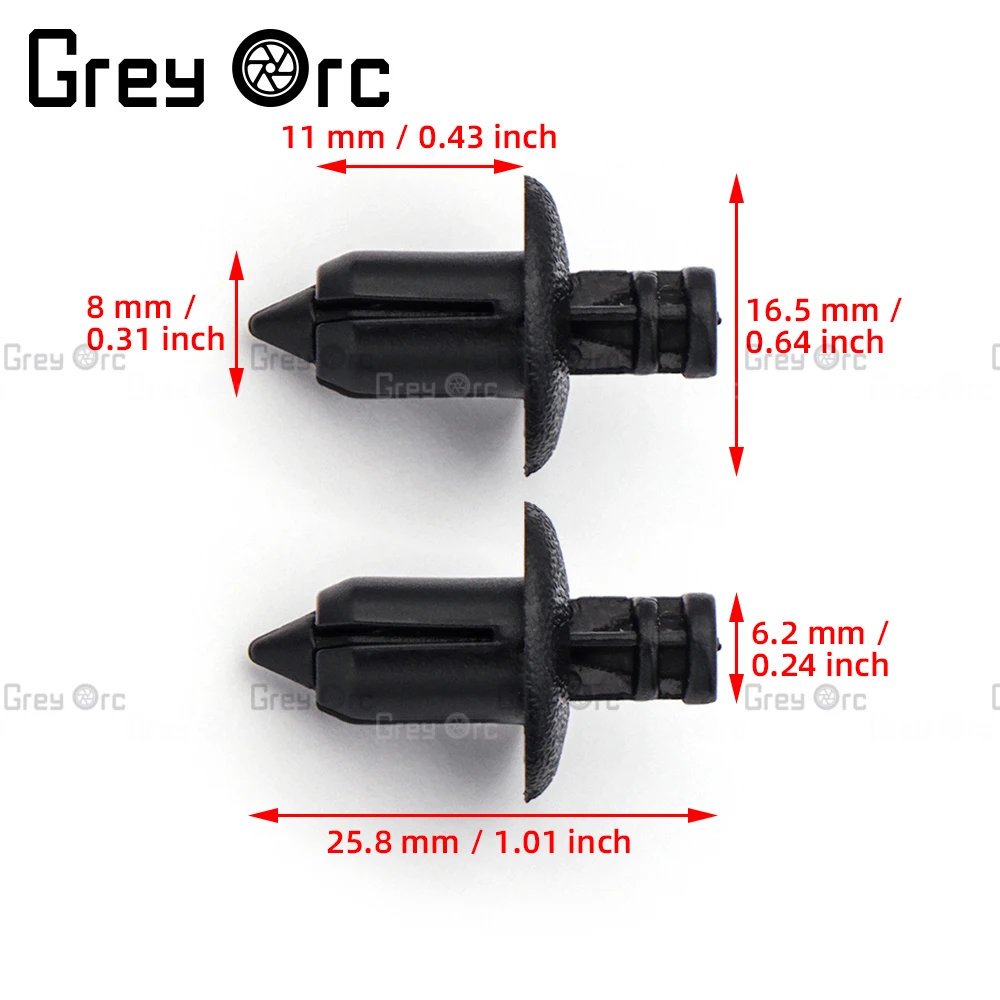 20Pcs Universal Car Fairing Black Rivet Setting Panel Fastener Clips 6mm 7mm 8mm Plastic Push Pin Fastener