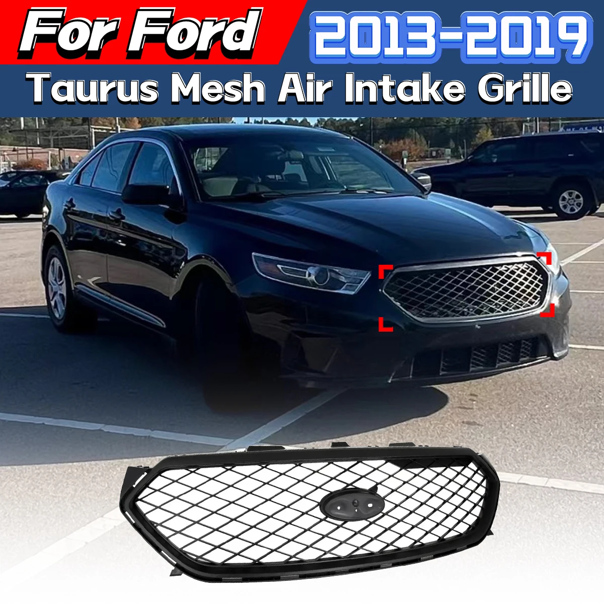 

For Ford Taurus Grille 2013 2014 2015 2016 2017 2018 2019 Front Bumper Air Intake Mesh Grille High Quality Black Car Grille Kit