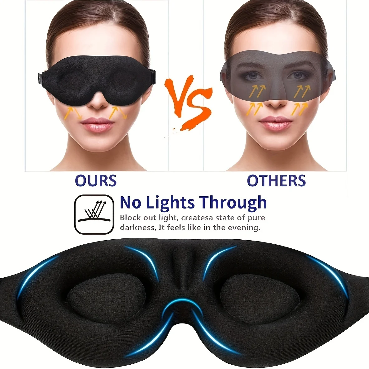 1pc 3d stereo eye mask sleep anti-light slow rebound memory cotton travel lunch break sleep special black eye mask, send parents